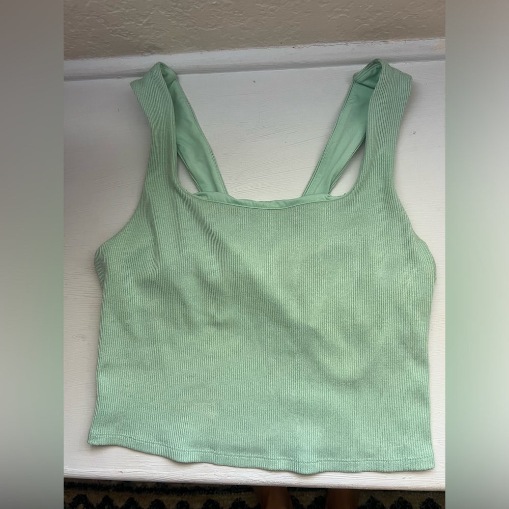 Mint Green Ribbed Alo Tank Built in Bra